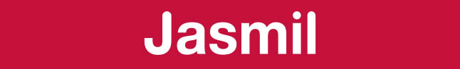 Jasmil logo sa crvenom pozadinom